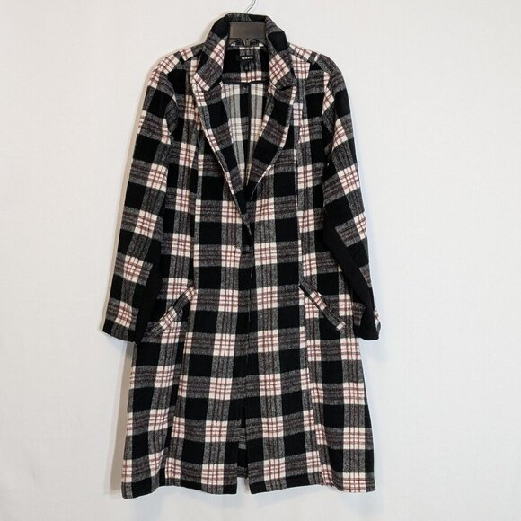 TORRID Black/Red Plaid Mid-Length Heavyweight Sweater Coat; Size 18/20 - Picture 1 of 5